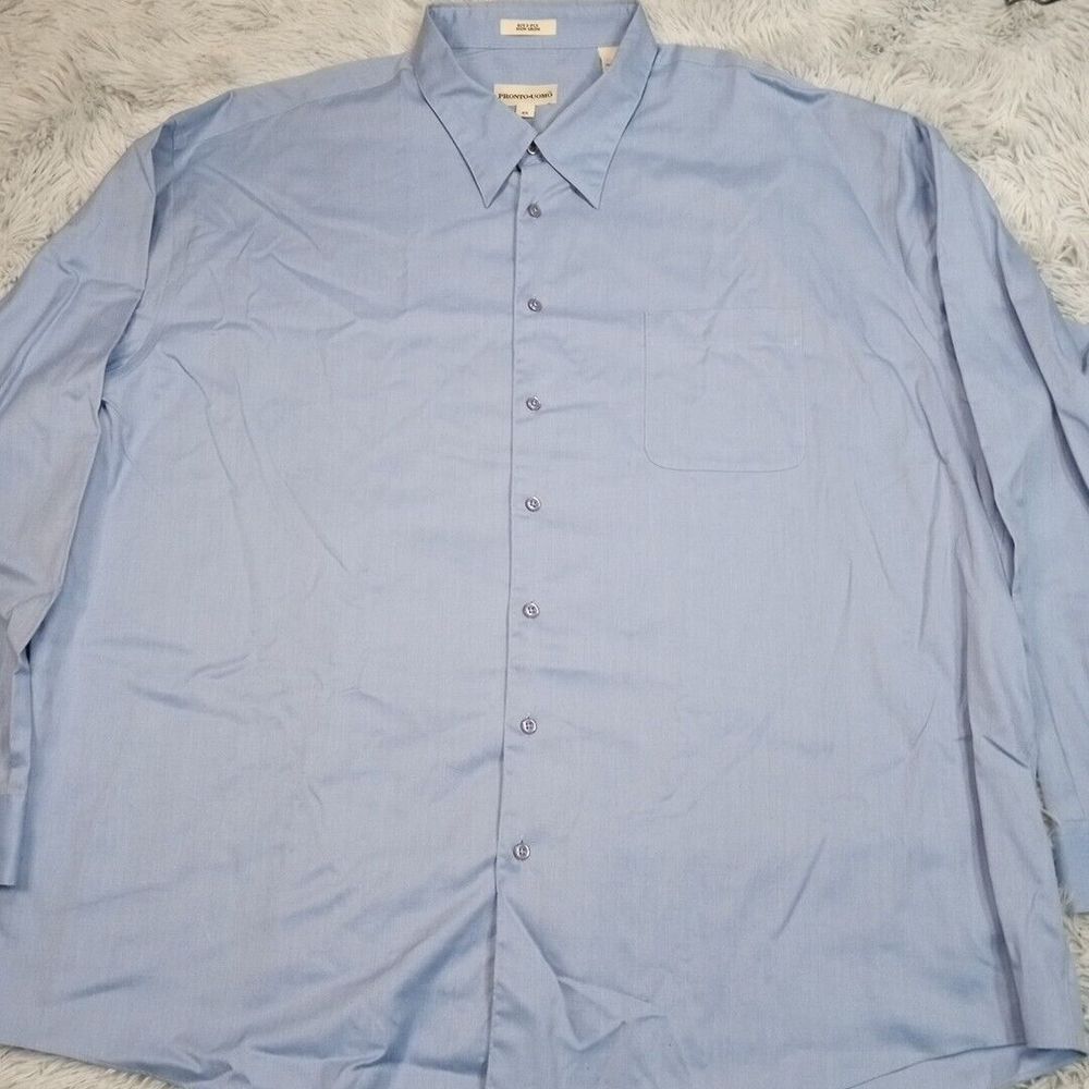 Pronto Uomo Shirt Mens‎ 4X Blue 80's 2 Ply Career Preppy Casual Non Iron
